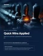 First page of Quick Wins Applied: sample engagement report, 35 pages, PDF