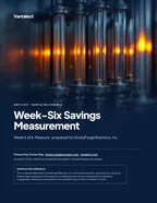 First page of Week-Six Savings Measurement: sample engagement report, 22 pages, PDF