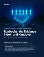 First page of Runbooks, the Evidence Index, and Handover: sample engagement report, 27 pages, PDF