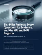 First page of Six-Pillar Review: Every Question, Its Evidence, and the HRI and MRI Register: sample engagement report, 23 pages, PDF