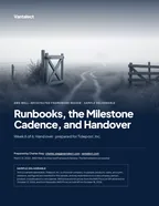 First page of Runbooks, the Milestone Cadence, and Handover: sample engagement report, 13 pages, PDF